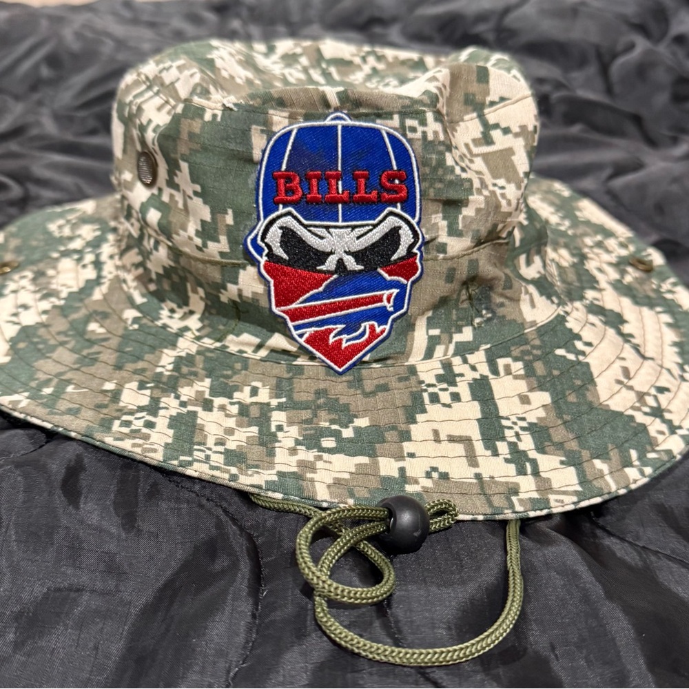 Digital ACU Camouflage Boonie Bucket Hat with Embroidered Buffalo Bills Logo